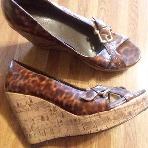 Studio 1940 Animal Print 4"Wedge Open-Toed Shoes